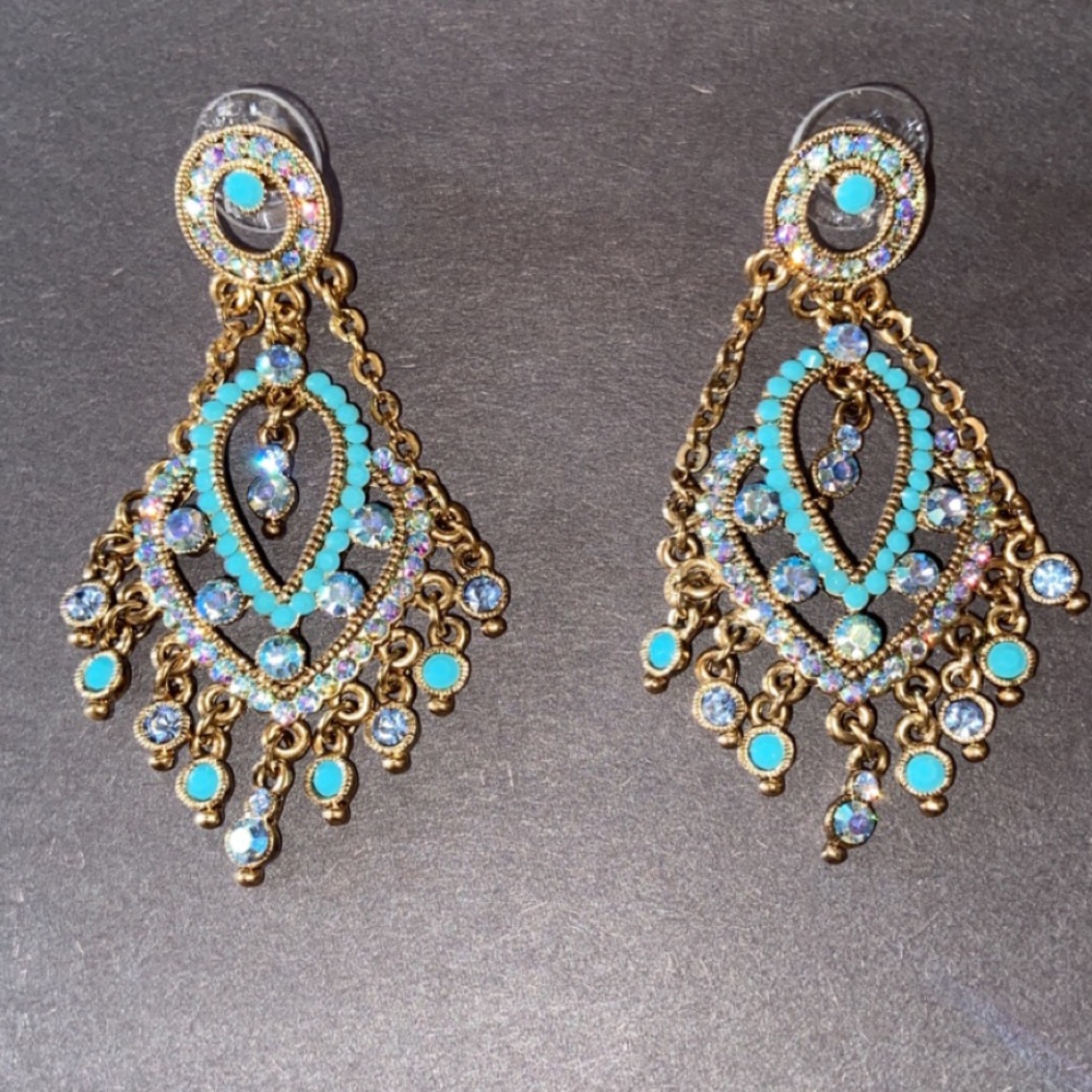 Blue and gold Dangling earrings